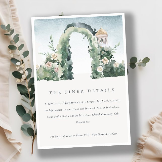 Tarjeta De Recepción Detalles del Boda Botánico del Arco Jardín Pastel  (Subido por el creador)