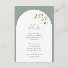 Tarjeta De Recepción Detalles del Boda botánico del Arco Verde Masaje M