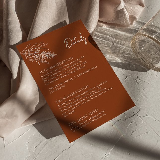 Tarjeta De Recepción Detalles del Boda Botánico Floral Terracotta Boho (Subido por el creador)
