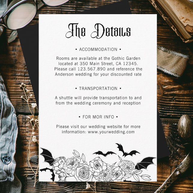 Tarjeta De Recepción Detalles del Boda botánico gótico Boho (Subido por el creador)