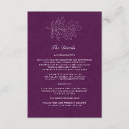 Tarjeta De Recepción Detalles del Boda botánico moderno púrpura minimal