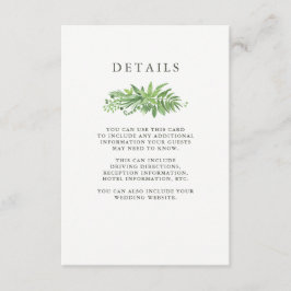 Tarjeta De Recepción Detalles del Boda Botánico Verde de Luxe Leaves
