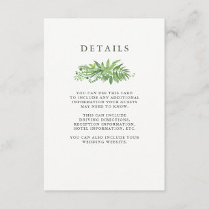 Tarjeta De Recepción Detalles del Boda Botánico Verde de Luxe Leaves