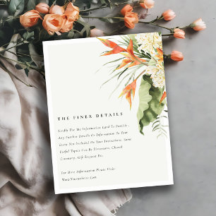 Tarjeta De Recepción Detalles del Boda Botánico Verde Naranja Tropical