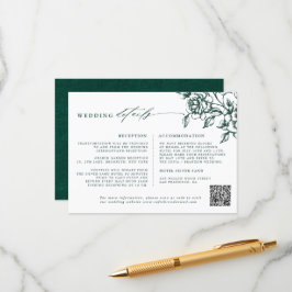 Tarjeta De Recepción Detalles del Boda botánico vintage de Emerald Gree