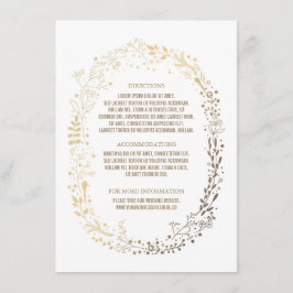 Tarjeta De Recepción Detalles del Boda Bouquet elegante con flores dora