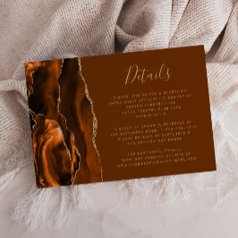 Tarjeta De Recepción Detalles del Boda Brown de la Agate de Oro Naranja