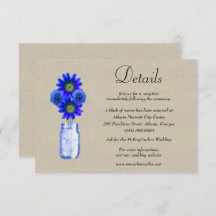Detalles del Boda Burlap Blue Floral Mason Jar