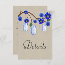 Detalles del Boda Burlap Blue Floral Mason Jars