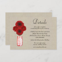 Detalles del Boda Burlap Red Floral Mason Jar