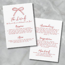 Tarjeta De Recepción Detalles del Boda caprichoso rojo de mano