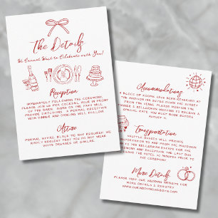 Tarjeta De Recepción Detalles del Boda caprichoso rojo y caprichoso