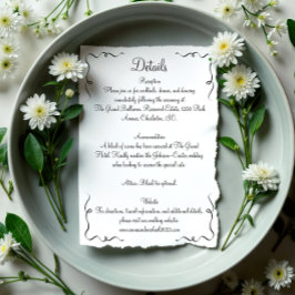 Tarjeta De Recepción Detalles del Boda captado por mano caprichosa