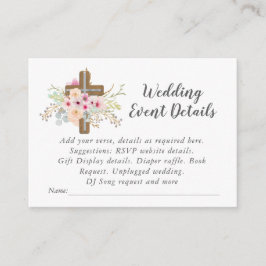 Tarjeta De Recepción Detalles del Boda católico - Flores de sabio rosad