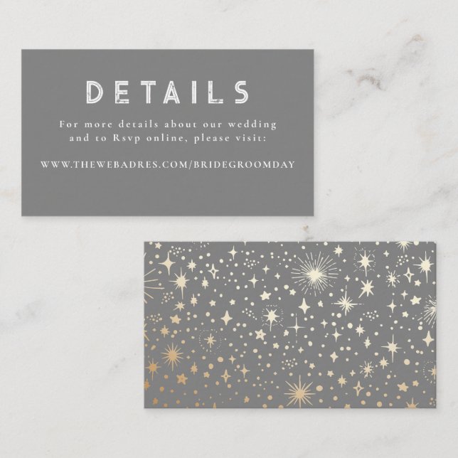 Tarjeta De Recepción Detalles del Boda celeste de las estrellas del Rel (Anverso / Reverso)