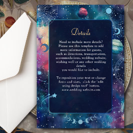 Tarjeta De Recepción detalles del boda celestial de luna de medianoche