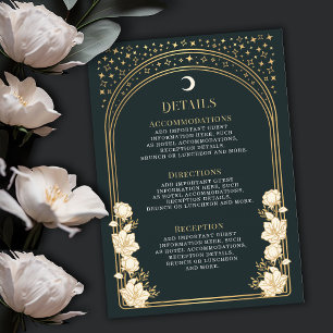 Tarjeta De Recepción Detalles del Boda Celestial Elegante Art Nouveau