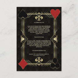 Tarjeta De Recepción Detalles del Boda Charm Art Deco Casino Vegas Poke