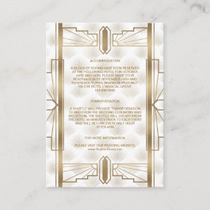 Tarjeta De Recepción Detalles del Boda Charm Gold Great Gatsby Art Deco
