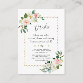 Tarjeta De Recepción Detalles del Boda Charm Watercolor Rubor Floral Go