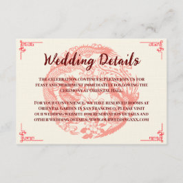Tarjeta De Recepción Detalles del boda chino Dragon and Phoenix beige