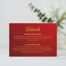Tarjeta De Recepción Detalles del boda chino rojo oscuro degradado