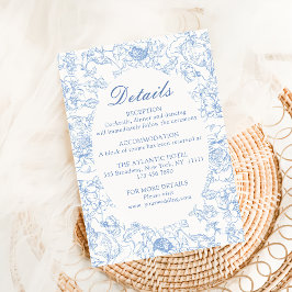 Tarjeta De Recepción Detalles del Boda Chinoiserie Dusty Blue Floral