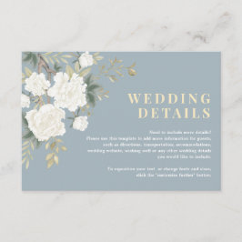 Tarjeta De Recepción Detalles del Boda Chinoiserie Dusty Blue White