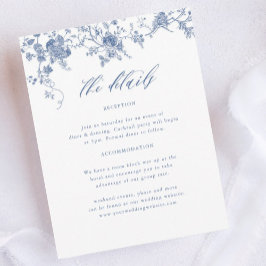 Tarjeta De Recepción Detalles del Boda Chinoiserie victoriano Dusty Blu