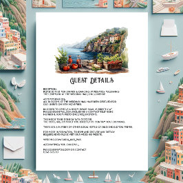 Tarjeta De Recepción Detalles del Boda Cinque Terre Italy