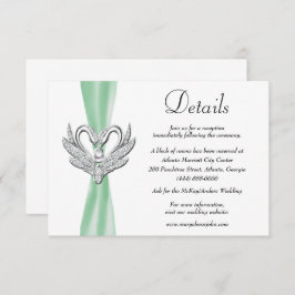 Tarjeta De Recepción Detalles del Boda Cinta Verde Plata Cisne