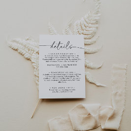 Tarjeta De Recepción Detalles del Boda clásico blanco negro