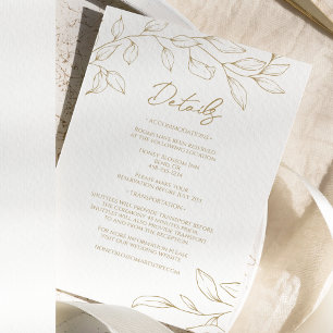 Tarjeta De Recepción Detalles del Boda clásico de la vegetación dorada