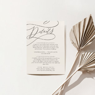 Tarjeta De Recepción Detalles del Boda clásico elegante del SOPHIA Beig