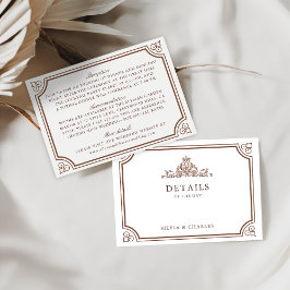 Tarjeta De Recepción Detalles del Boda clásico marrón y crudo