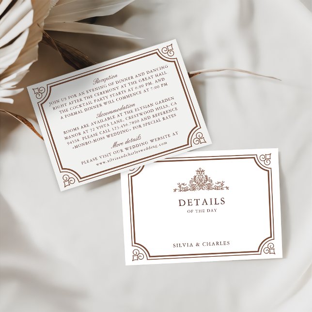 Tarjeta De Recepción Detalles del Boda clásico marrón y crudo (Subido por el creador)
