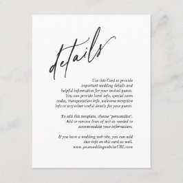 Tarjeta De Recepción Detalles del Boda clásico moderno sencillo