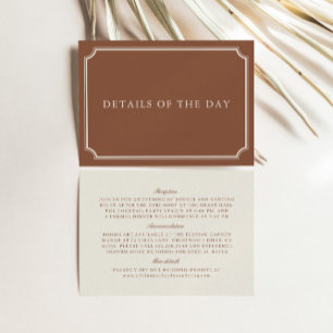 Tarjeta De Recepción Detalles del Boda Classic Terracotta & Ecru