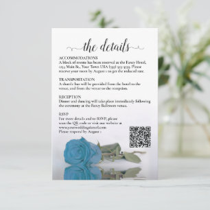 Tarjeta De Recepción Detalles del boda Código QR Rosa azul turquesa Enc