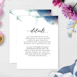 Tarjeta De Recepción Detalles del boda, color de agua morado, azul y Ve