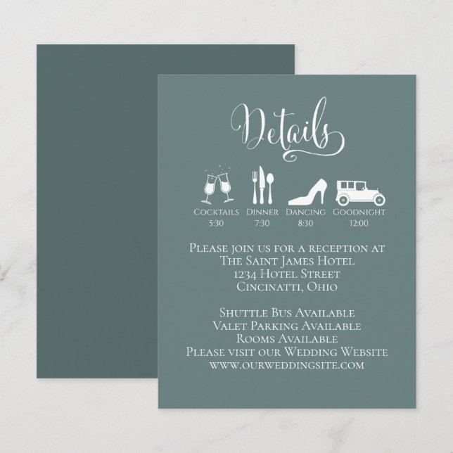 Tarjeta De Recepción Detalles del boda con la línea de tiempo Insertar  (Anverso / Reverso)