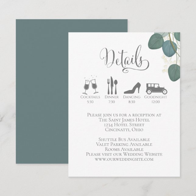 Tarjeta De Recepción Detalles del boda con línea de tiempo Insertar euc (Anverso / Reverso)