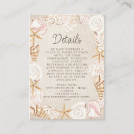 Tarjeta De Recepción Detalles del Boda costero de arena de las marismas