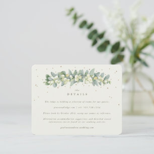Tarjeta De Recepción Detalles del Boda Cream Snowberry+Eucalyptus Garla