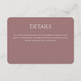 Tarjeta De Recepción Detalles del Boda curvo de la tipografía malva