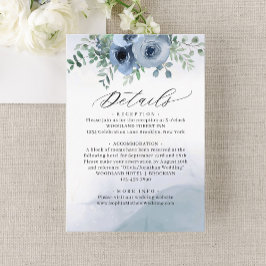 Tarjeta De Recepción Detalles del Boda de acuarela de color azul turque