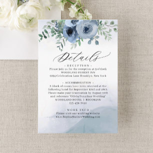 Tarjeta De Recepción Detalles del Boda de acuarela de color azul turque