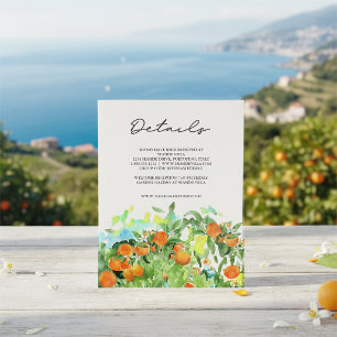 Tarjeta De Recepción Detalles del Boda de acuarela de la flor del cítri