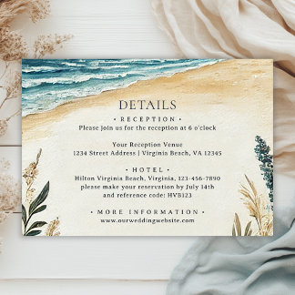 Tarjeta De Recepción Detalles del Boda de acuarela de Moda costera