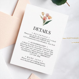 Tarjeta De Recepción Detalles del Boda de acuarela de tulipanes blandos
